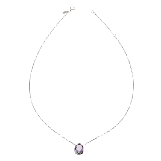 Collier en argent rhodié, améthyste