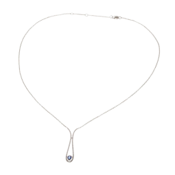 Collier en argent rhodié, goutte, saphir et oxydes de zirconium