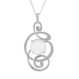 Collier en argent rhodié, pierre de lune