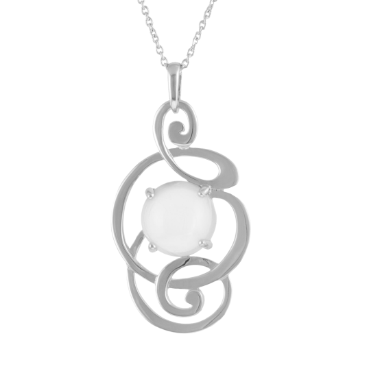 Collier en argent rhodié, pierre de lune