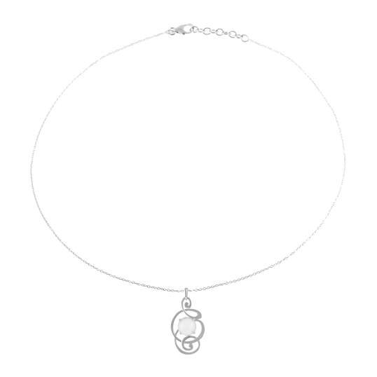 Collier en argent rhodié, pierre de lune