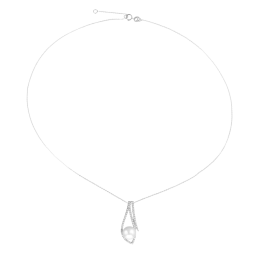 Collier en argent rhodié, perle de culture et oxydes de zirconium