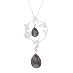 Collier en argent rhodié et gouttes nacre