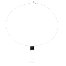 Collier en argent rhodié, onyx et perles de culture