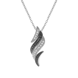 Collier en argent rhodié et rhodié noir, oxydes de zirconium noirs et blancs