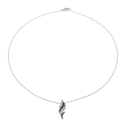 Collier en argent rhodié et rhodié noir, oxydes de zirconium noirs et blancs