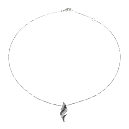 Collier en argent rhodié et rhodié noir, oxydes de zirconium noirs et blancs