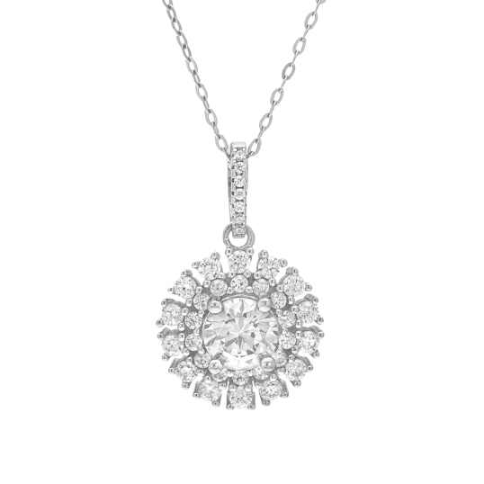 Collier en argent rhodié et oxydes de zirconium