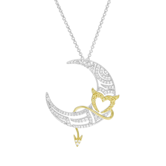 Collier en argent rhodié et doré, oxydes de zirconium