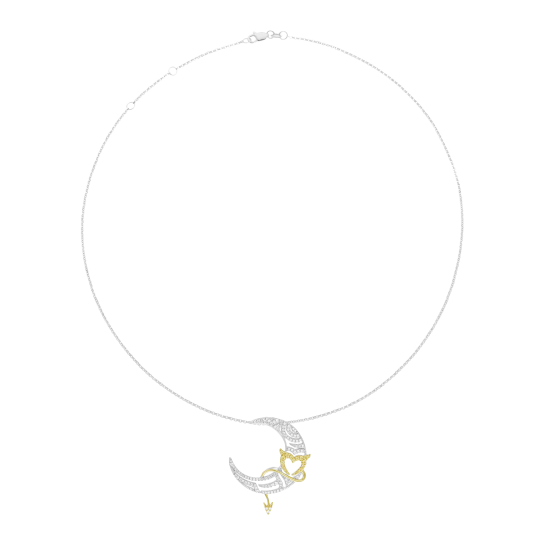 Collier en argent rhodié et doré, oxydes de zirconium