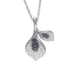 Collier en argent rhodié, oxydes de zirconium bleus et blanc
