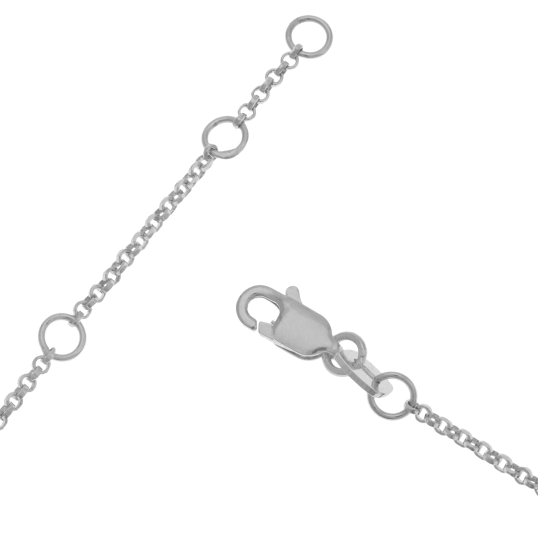 Collier en argent rhodié, oxydes de zirconium bleus et blanc