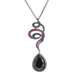 Collier en argent rhodié gris anthracite, oxydes de zirconium