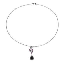 Collier en argent rhodié gris anthracite, oxydes de zirconium