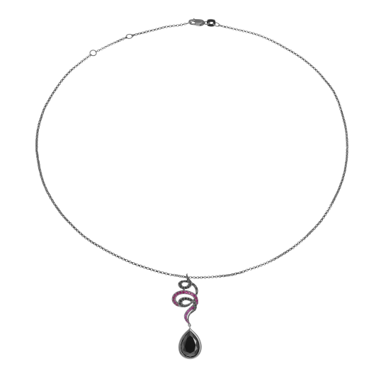 Collier en argent rhodié gris anthracite, oxydes de zirconium