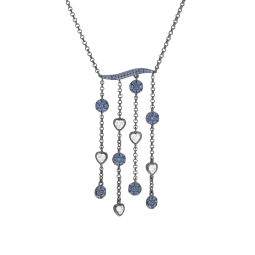 Collier en argent rhodié gris anthracite, oxydes de zirconium