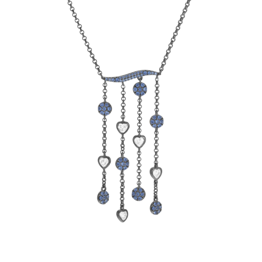 Collier en argent rhodié gris anthracite, oxydes de zirconium