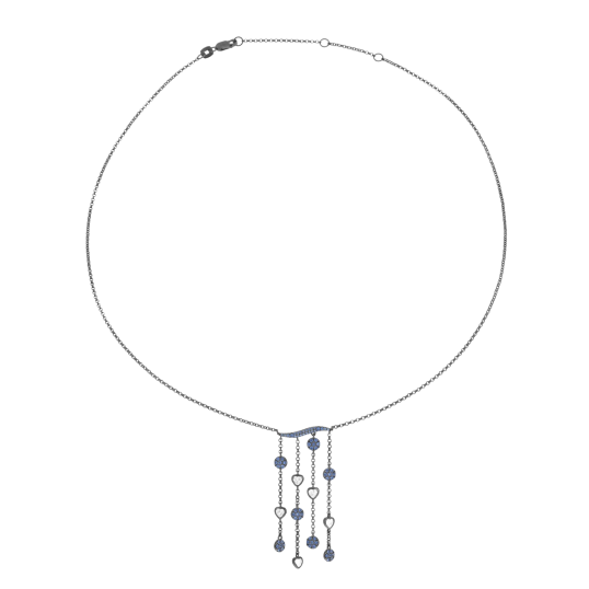 Collier en argent rhodié gris anthracite, oxydes de zirconium