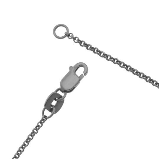 Collier en argent rhodié noir, camée résine et oxydes de zirconium