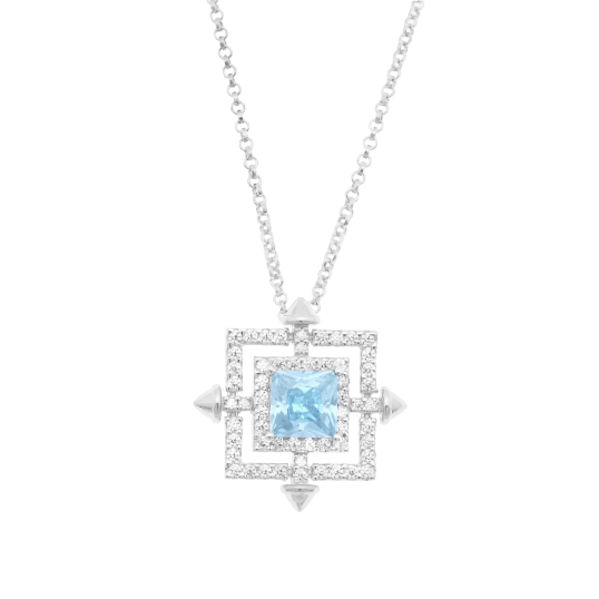 Collier en argent rhodié et oxydes de zirconium