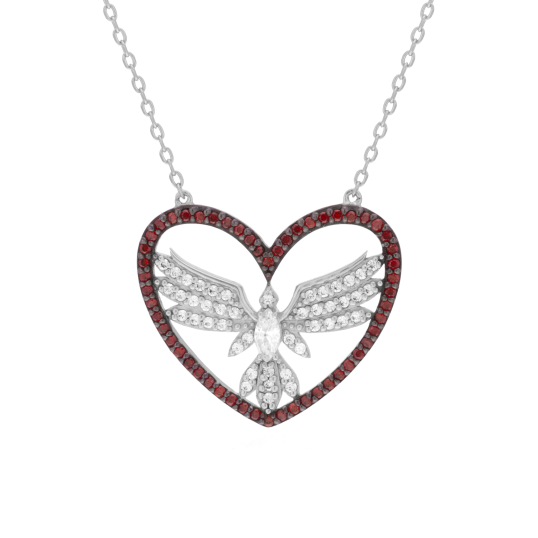 Collier en argent rhodié et rhodié noir, oxydes de zirconium