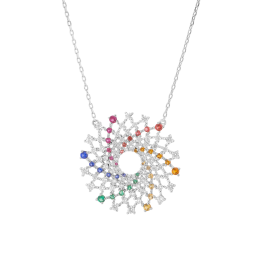 Collier en argent rhodié et oxydes de zirconium