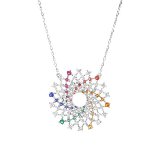 Collier en argent rhodié et oxydes de zirconium