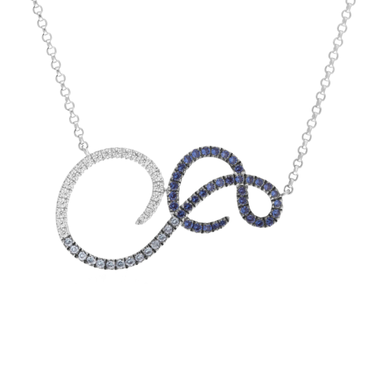 Collier en argent rhodié et rhodié noir, oxydes de zirconium