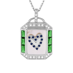 Collier en argent rhodié, oxydes de ziconium et nacre