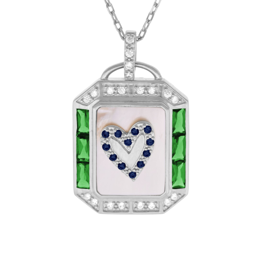 Collier en argent rhodié, oxydes de ziconium et nacre