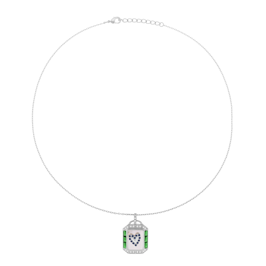 Collier en argent rhodié, oxydes de ziconium et nacre