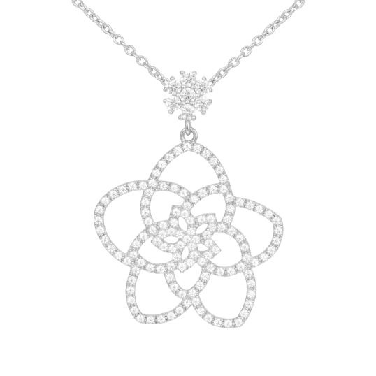 Collier en argent rhodié et oxydes de zirconium