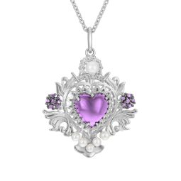 Collier en argent rhodié, verre, perles de culture et oxydes de zirconium