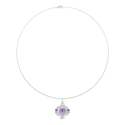 Collier en argent rhodié, verre, perles de culture et oxydes de zirconium