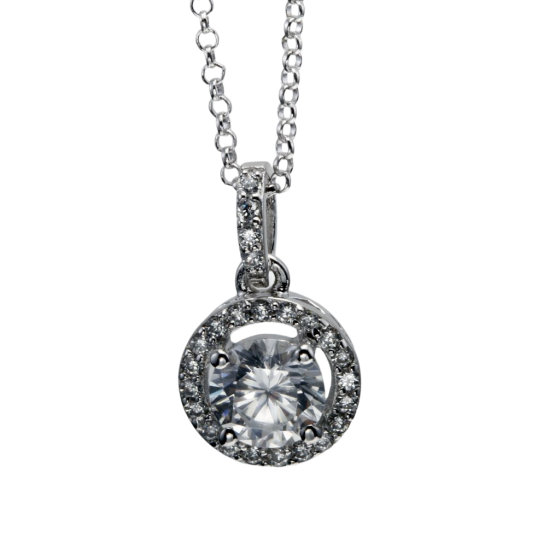 Collier en argent rhodié, oxydes de zirconium Collier en argent rhodié, oxydes de zirconium