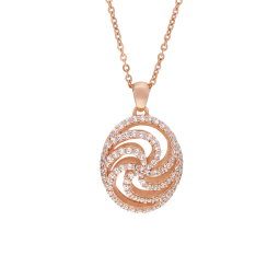 Collier en bronze plaqué or rose et oxydes de zirconium