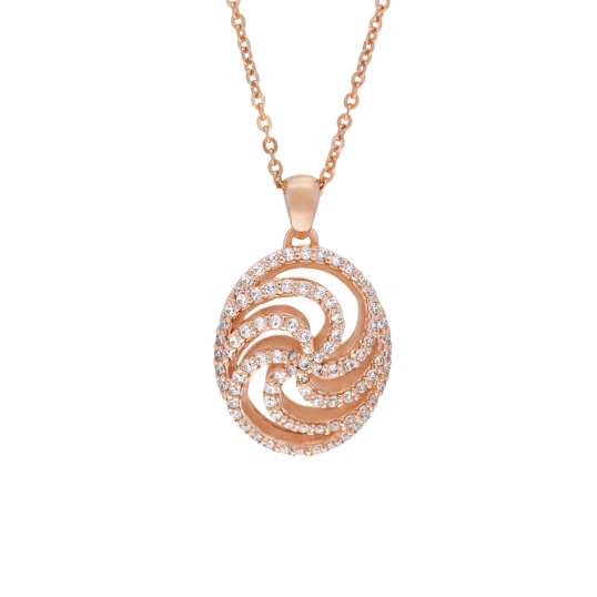 Collier en bronze plaqué or rose et oxydes de zirconium