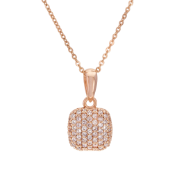 Collier en bronze plaqué or rose et oxydes de zirconium