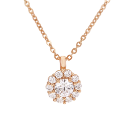 Collier en bronze plaqué or rose et oxydes de zirconium