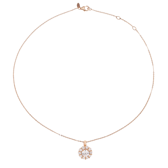 Collier en bronze plaqué or rose et oxydes de zirconium