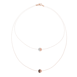 Collier en bronze plaqué or rose et rhodié, oxydes de zirconium