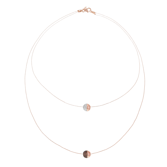 Collier en bronze plaqué or rose et rhodié, oxydes de zirconium