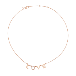 Collier en bronze plaqué or rose et oxydes de zirconium, LOVE