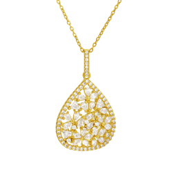 Collier en argent doré et oxydes de zirconium