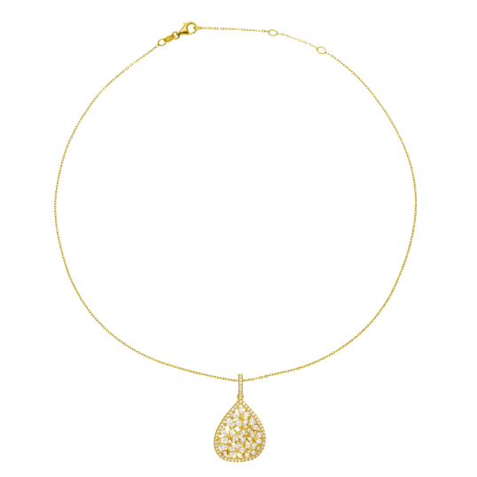 Collier en argent doré et oxydes de zirconium