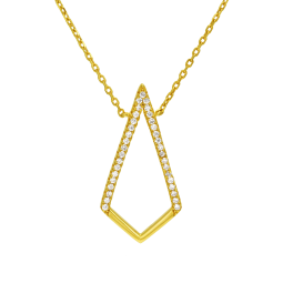 Collier en argent doré et oxydes de zirconium, losange
