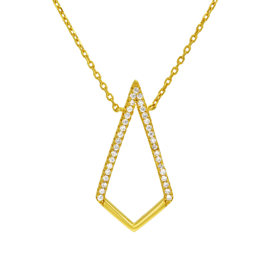 Collier en argent doré et oxydes de zirconium, losange