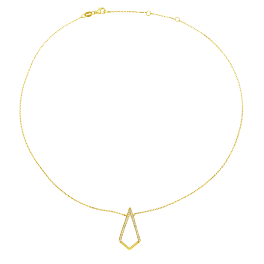 Collier en argent doré et oxydes de zirconium, losange