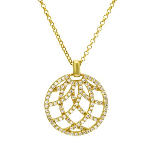 Collier sautoir en argent doré et oxydes de zirconium