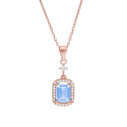 Collier en argent doré rose, oxydes de zirconium 